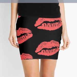 Lip Print pencil skirt from Redbubble BNWT